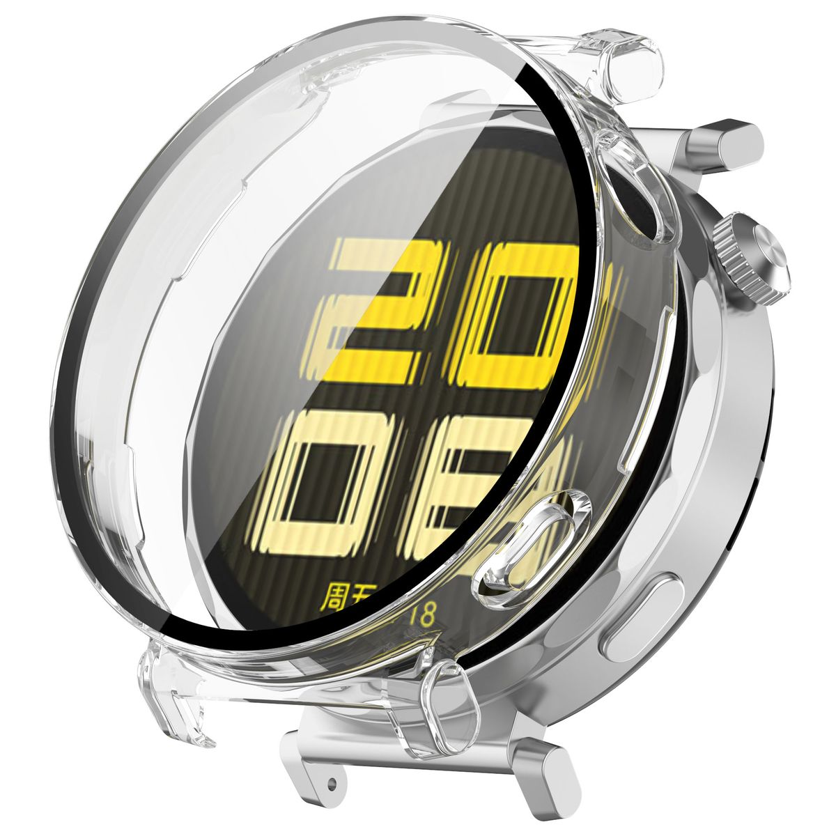 Hülle mit Glas Bizon Case+Glass Set aus einem Winkel dargestellt