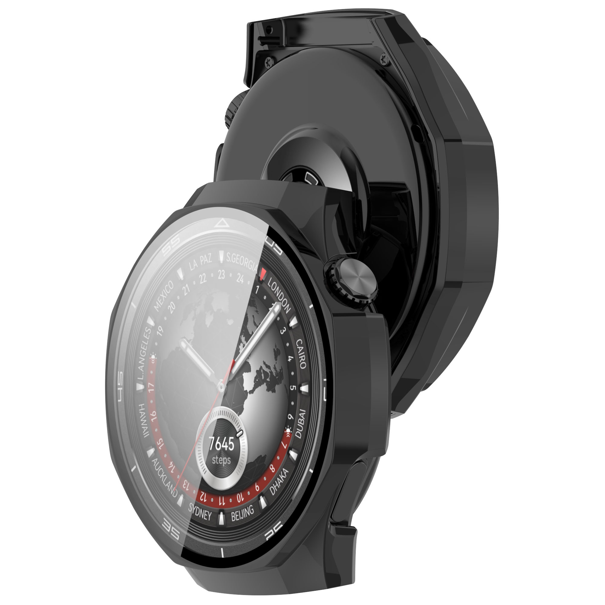Bizon Case+Glass watch case for Huawei Watch GT 5 Pro 46 mm, black