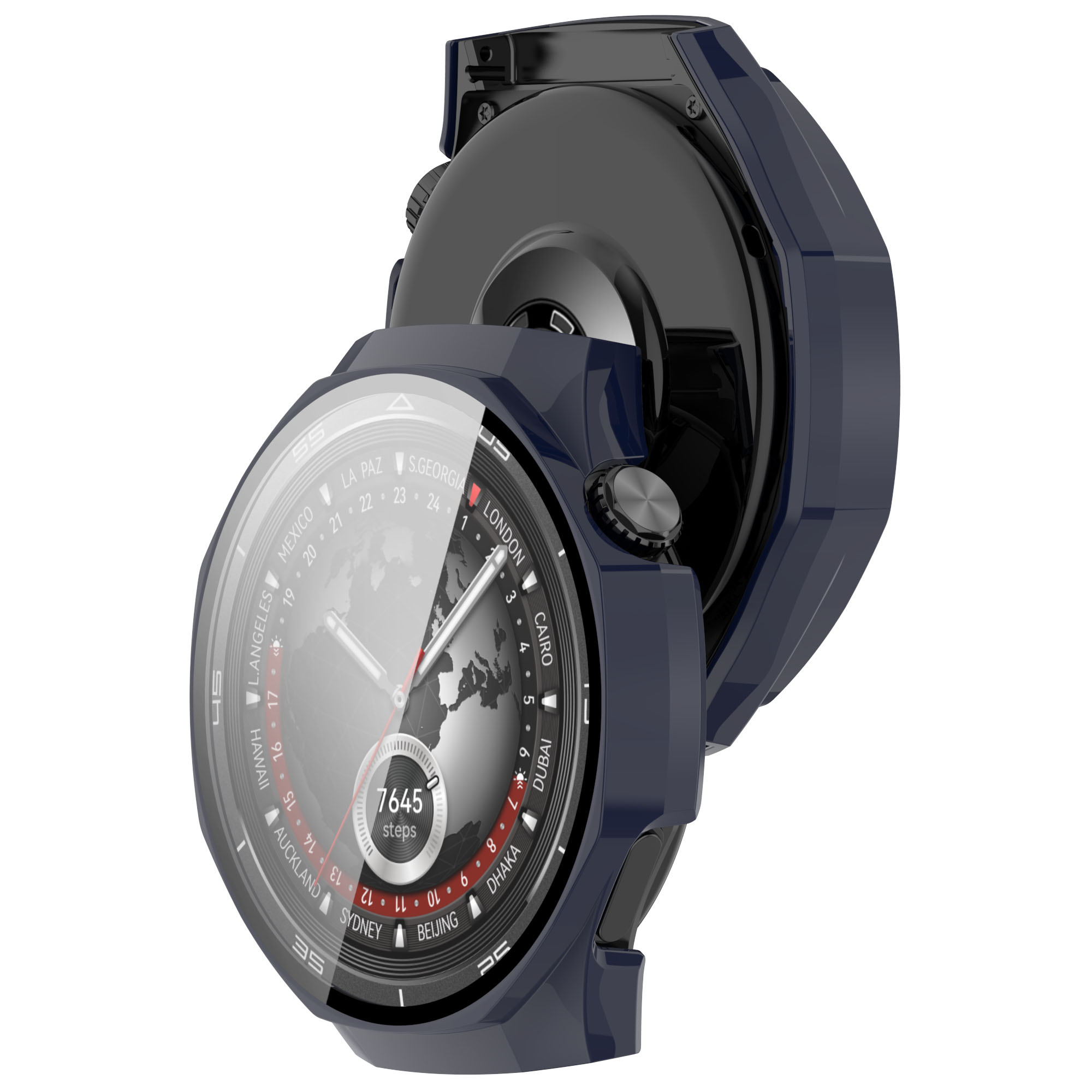 Husa cu sticlă pentru ceas Bizon Case+Glass Huawei Watch GT 5 Pro 46 mm, albastru