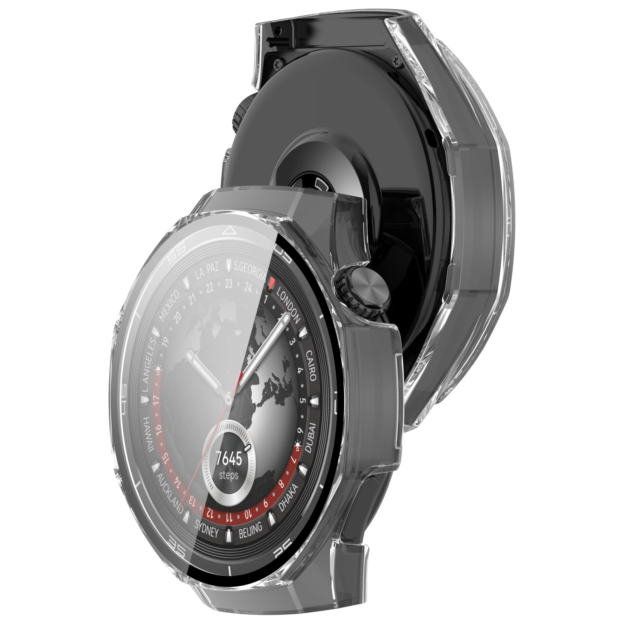 Husă cu sticlă pentru ceas Bizon Case+Glass Huawei Watch GT 5 Pro 46 mm, transparent