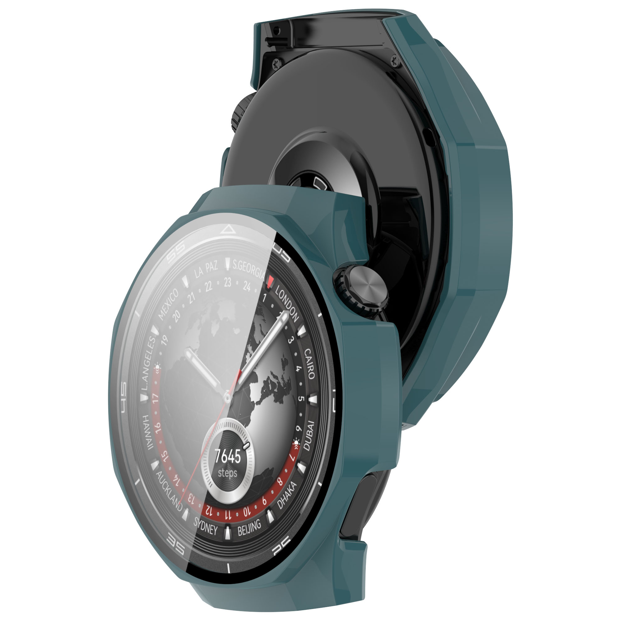 Husă cu sticlă pentru ceas Bizon Case+Glass Huawei Watch GT 5 Pro 46 mm, verde