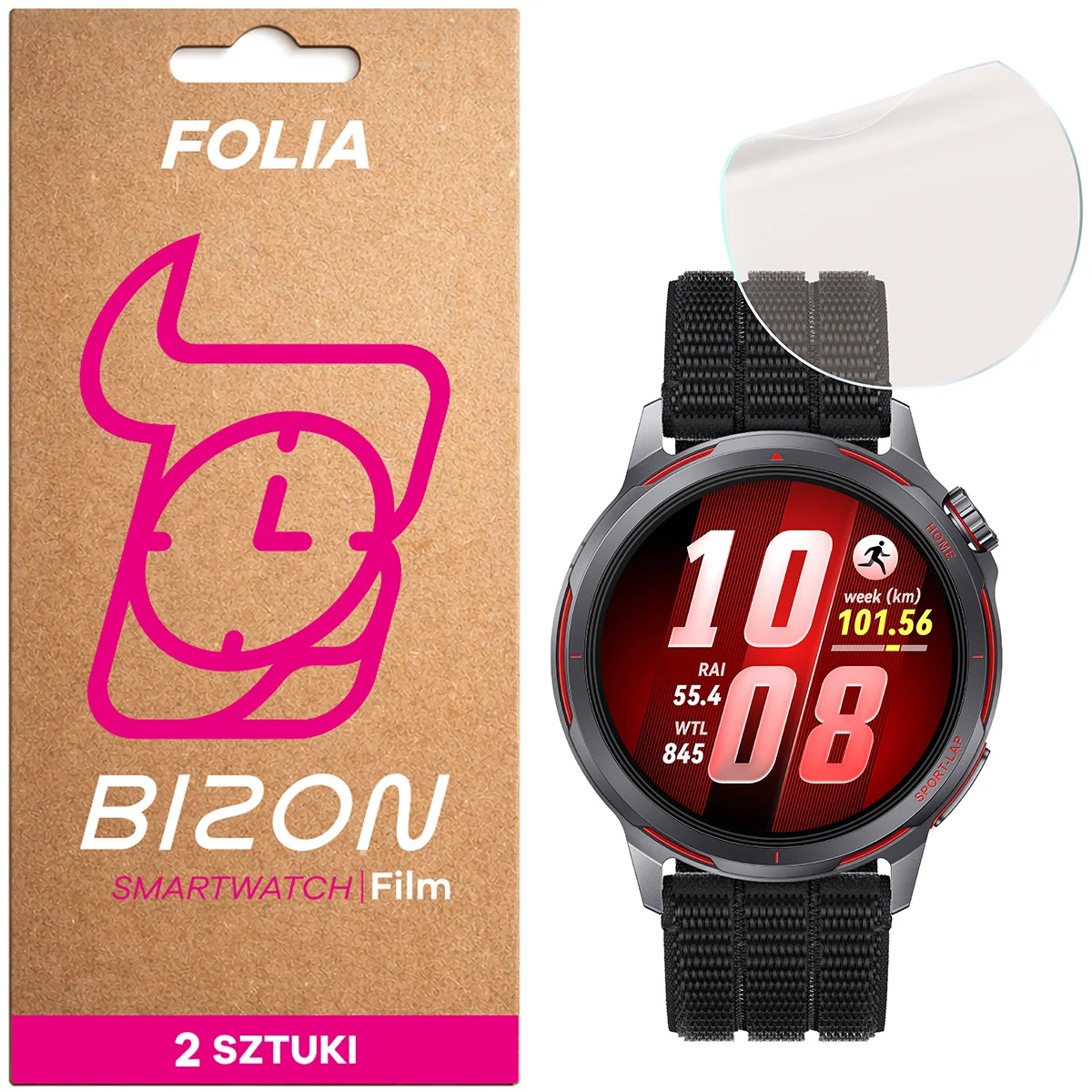 Folia matowa na ekran Bizon Watch Film Matte Duo do Huawei Watch GT Runner 2, 2 sztuki