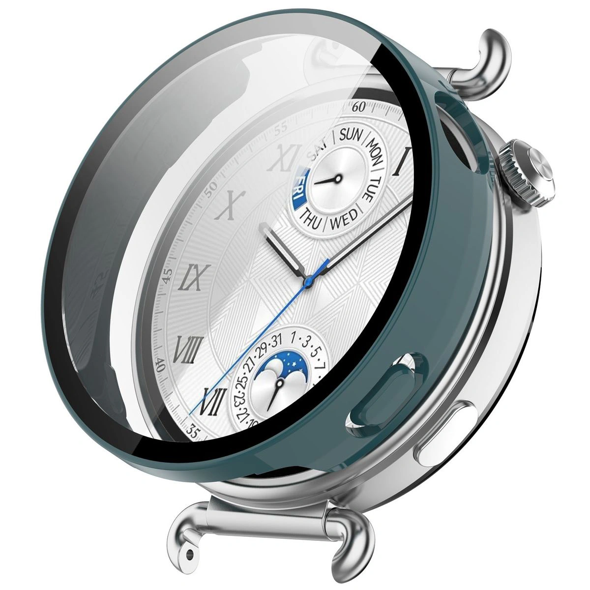 Vizualizare a aplicării carcasei Bizon Case+Glass Watch pentru Huawei Watch GT6 41 mm
