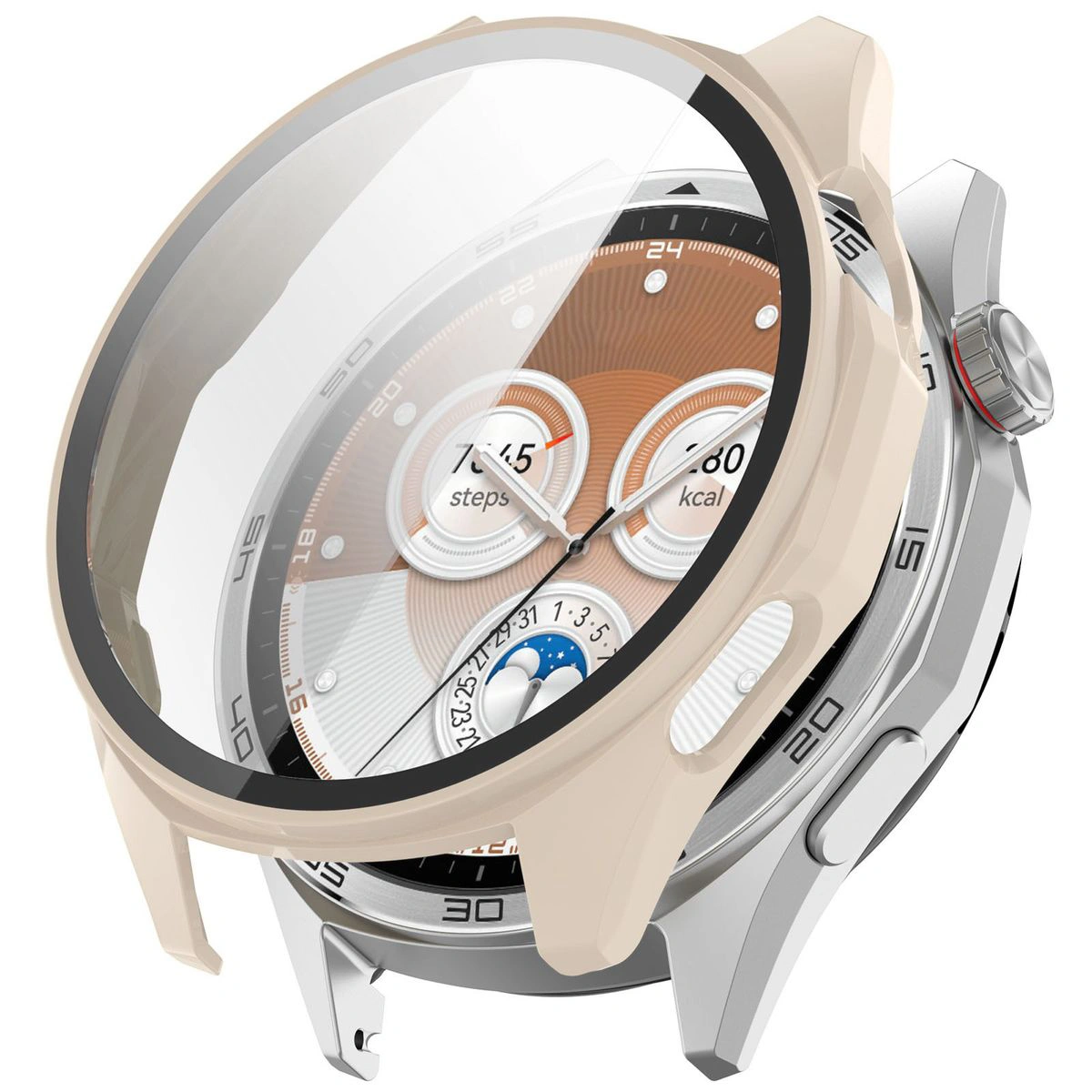 Vizualizarea aplicării etuiului Bizon Case+Glass Watch pentru Huawei Watch GT6 46 mm