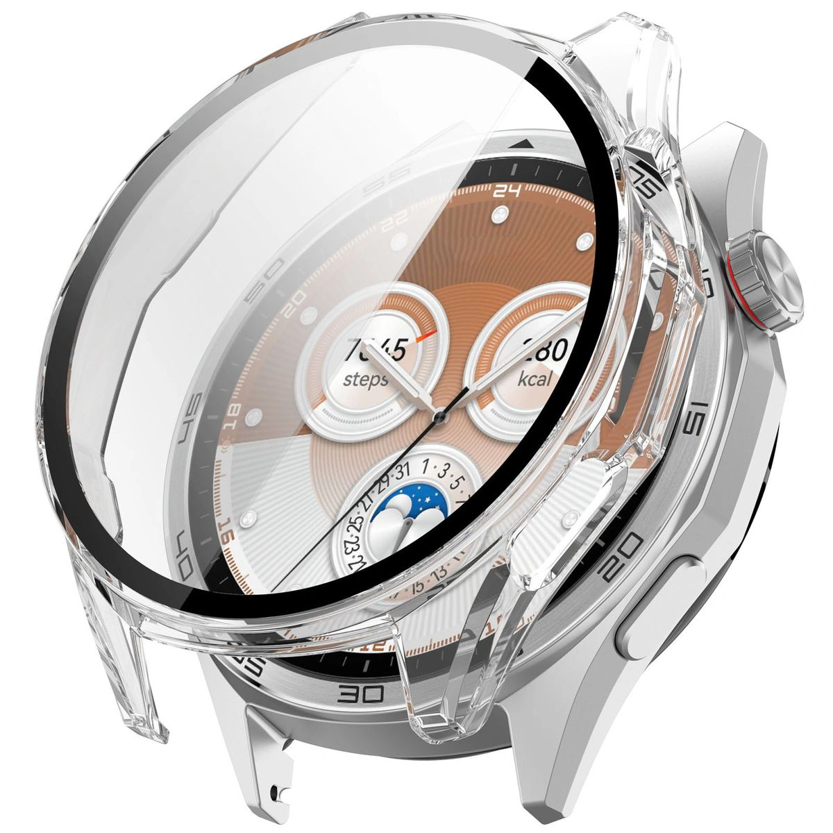Vizualizarea aplicării carcasei Bizon Case+Glass Watch pentru Huawei Watch GT6 46 mm