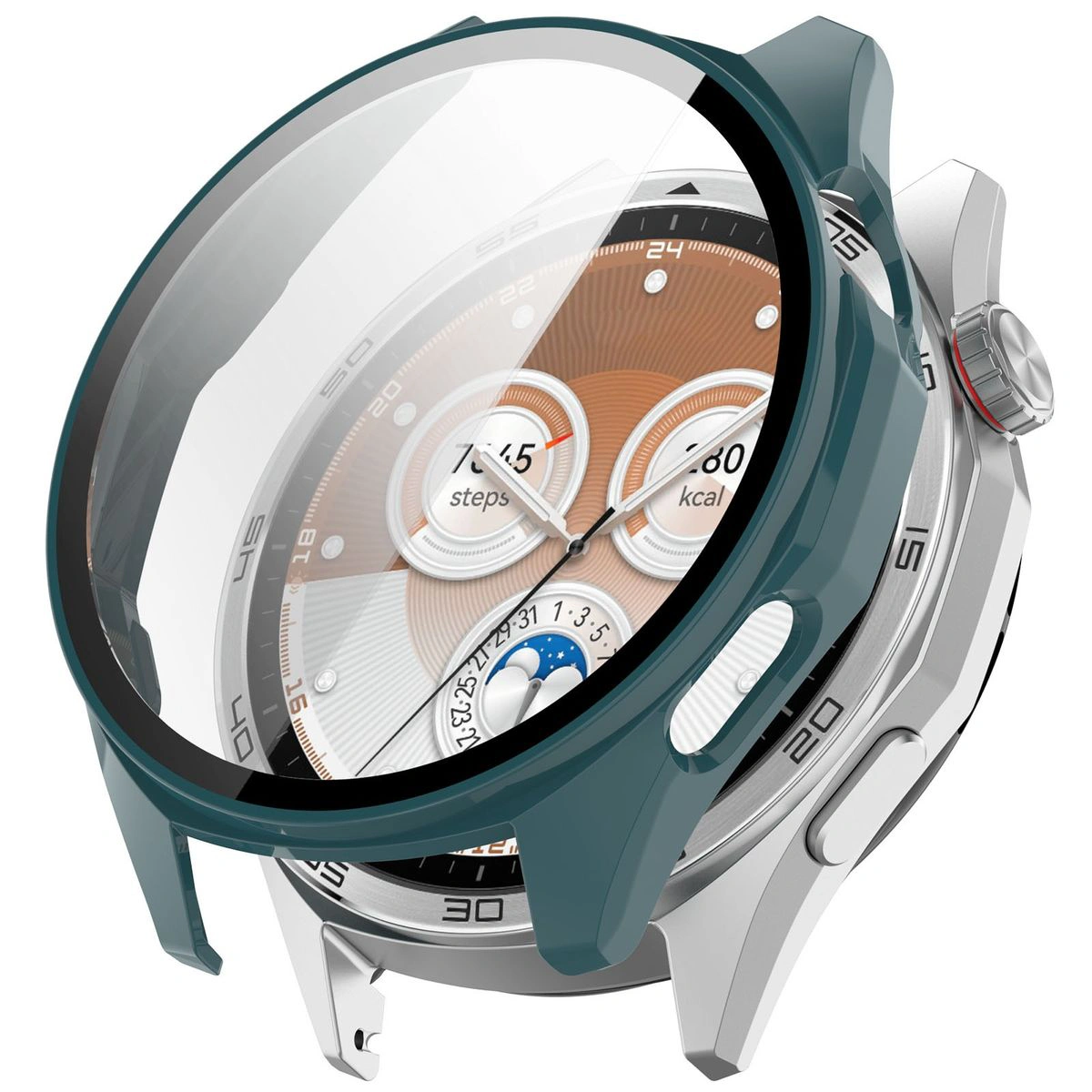 Vizualizarea aplicării etuiului Bizon Case+Glass Watch pentru Huawei Watch GT6 46 mm
