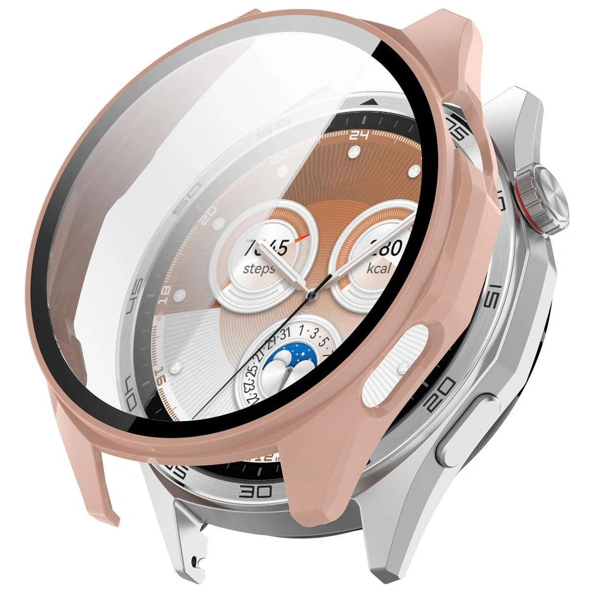 Visualisierung des Anlegens der Hülle Bizon Case+Glass Watch für Huawei Watch GT6 46 mm