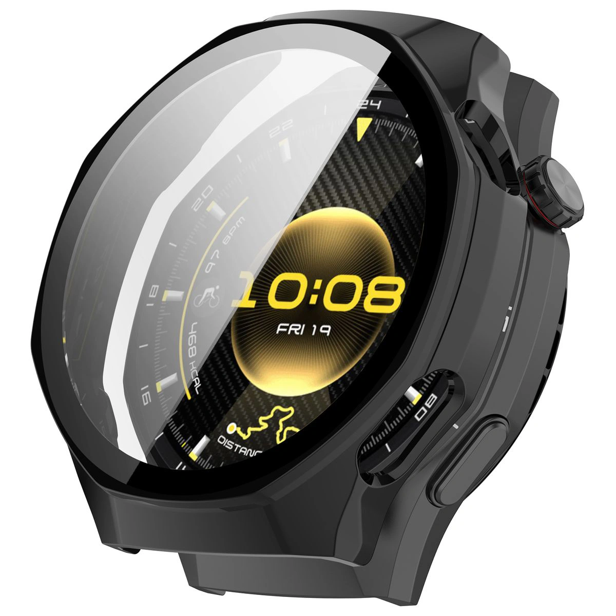 Visualization of putting on the Bizon Case+Glass Watch for Huawei Watch GT6 Pro 46 mm