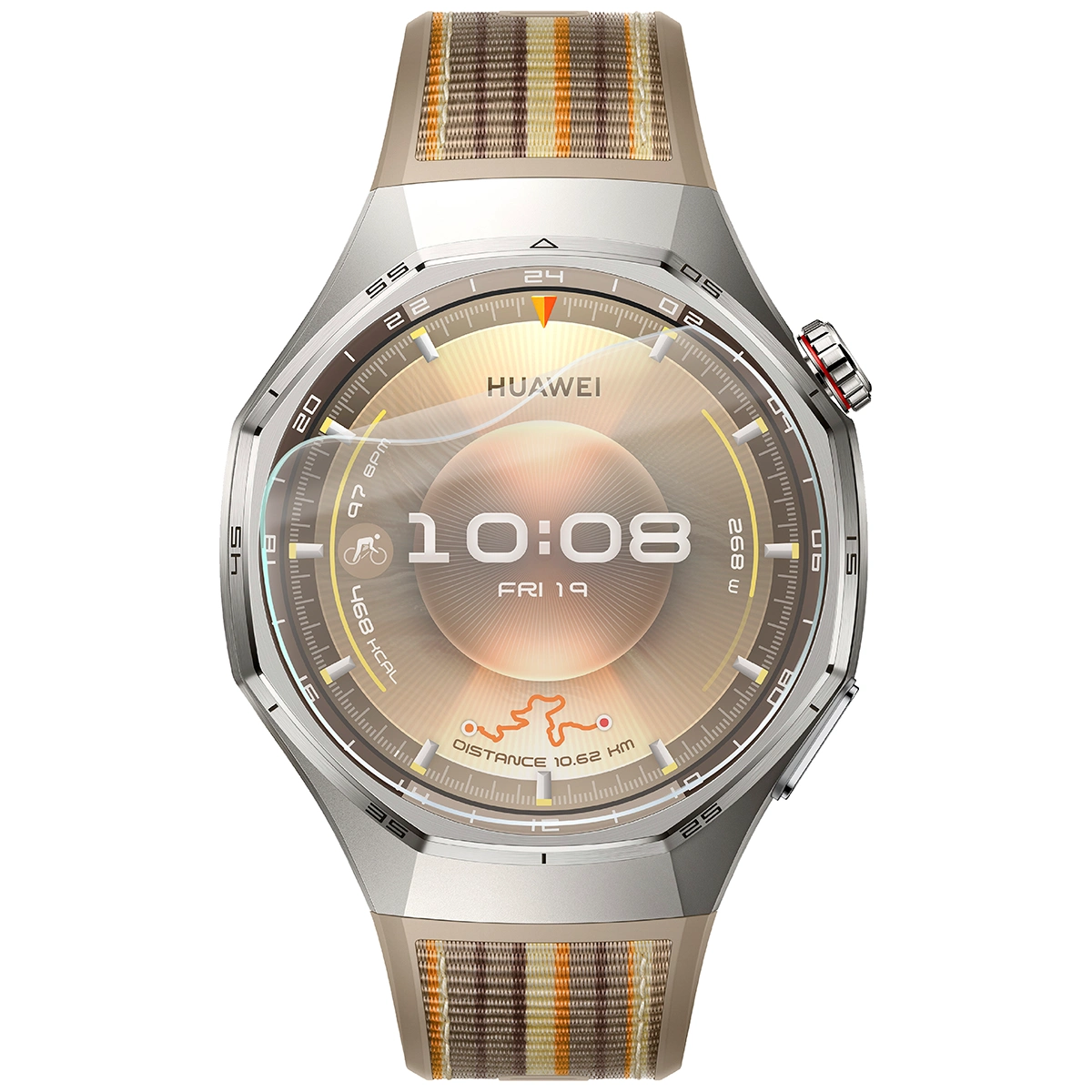 Smartwatch z nałożoną folią ochronną Bizon Glass Watch Film Sun do Huawei Watch GT6 Pro 46 mm