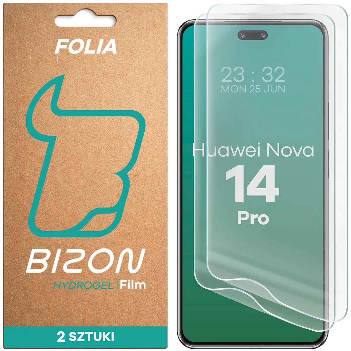 Pudełko i folia hydrożelowa na ekran Bizon Film Hydrogel Front Duo do Huawei nova 14 Pro