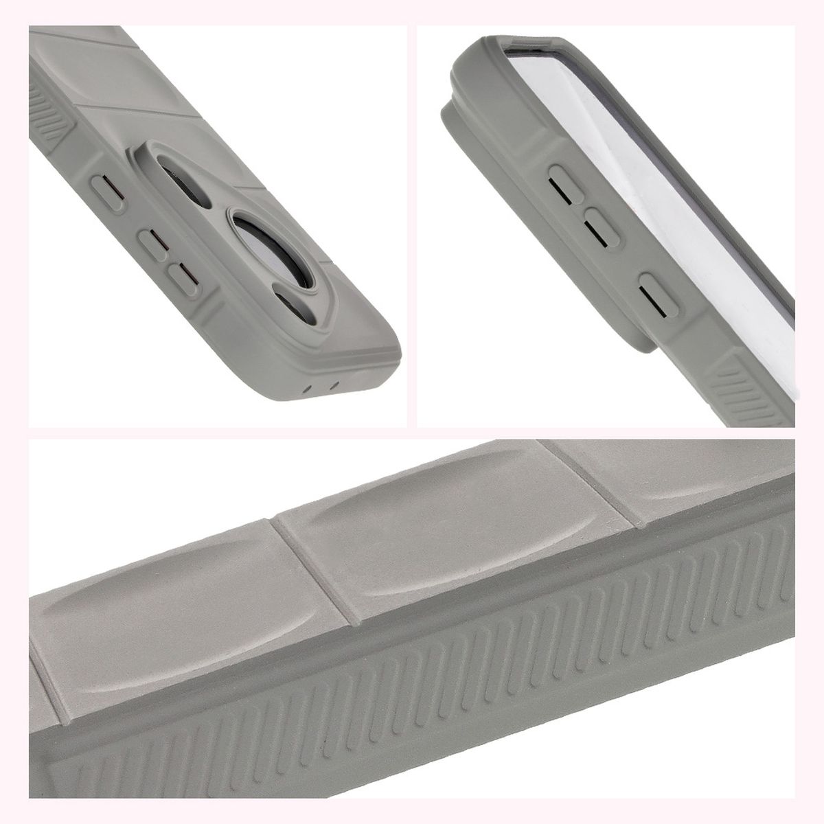 Textured sides and raised edges for the screen and camera in the Bizon Case Tur