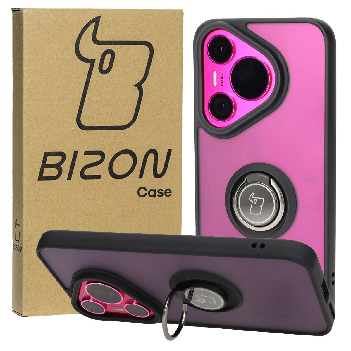 Fingerhalter Etui Bizon Case Hybrid Ring für Huawei Pura 70