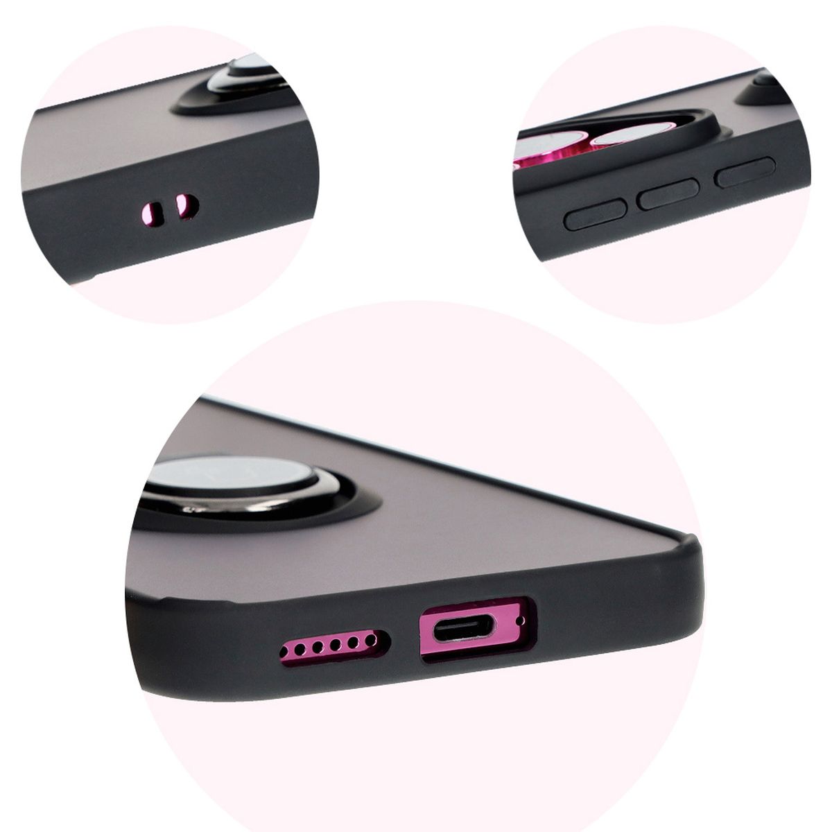 Präzise Aussparungen, integrierte Abdeckungen und Aussparung für den Schlüsselanhänger im Bizon Case Hybrid Ring