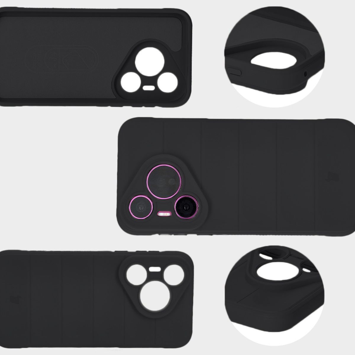 Microfiber lining, grooves on the back, and reinforced corners in Bizon Case Tur