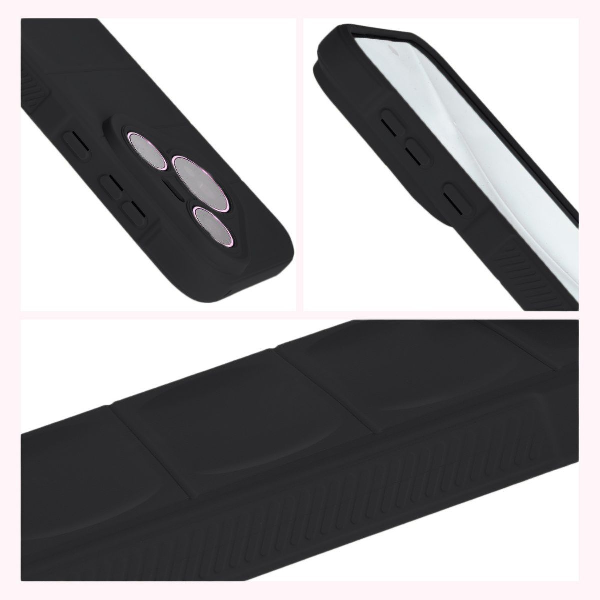 Textured sides and raised edges of the screen and camera in Bizon Case Tur
