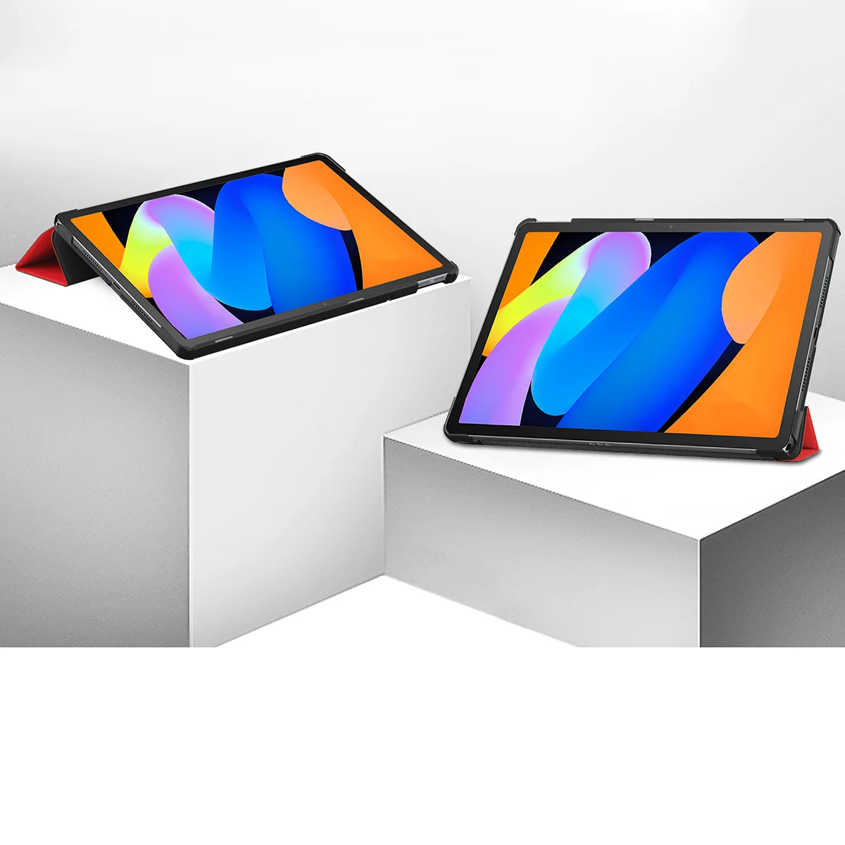 Etui z klapką Bizon Case Tab Croc na podstawkach ustawione pod dwoma kątami do Lenovo Idea Tab 11