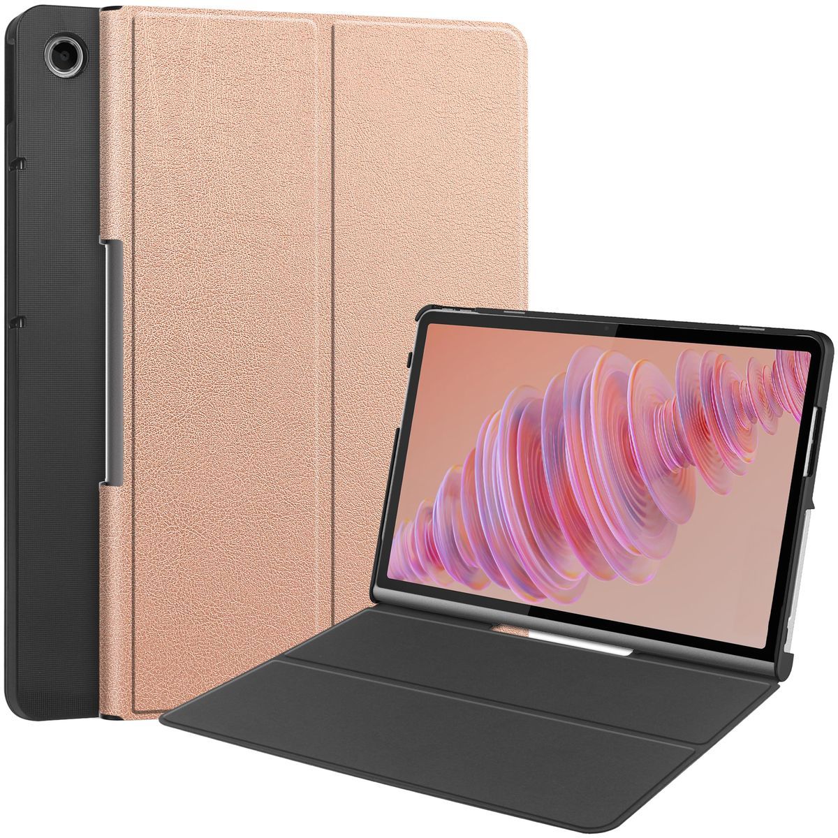 Husa cu clapetă Bizon Case Tab Croc pentru Lenovo Tab Plus 11.5 2024, roz auriu