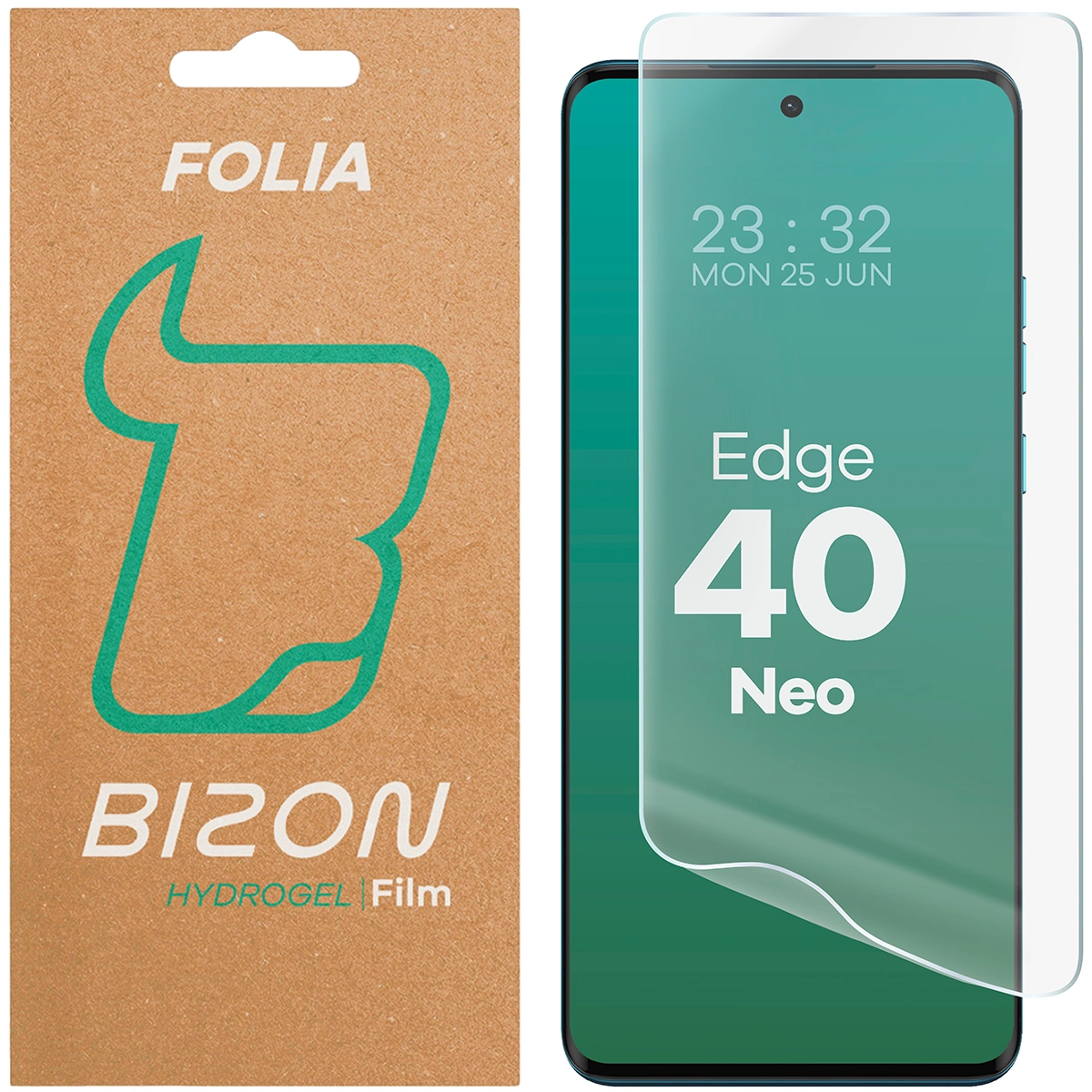 Box and hydrogel film for Bizon Glass Hydrogel Front for Motorola Edge 40 Neo