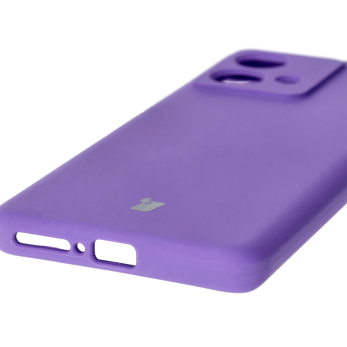 Close-up of precise cutouts and wireless charging capability in Bizon Soft Case