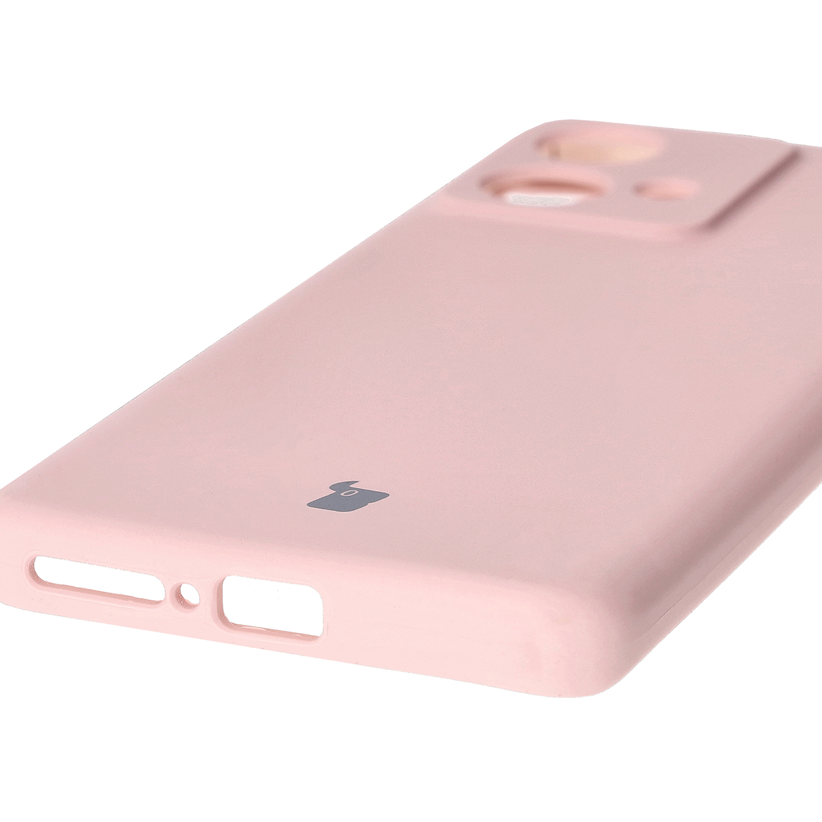 Close-up on precise cutouts and wireless charging capability in Bizon Soft Case