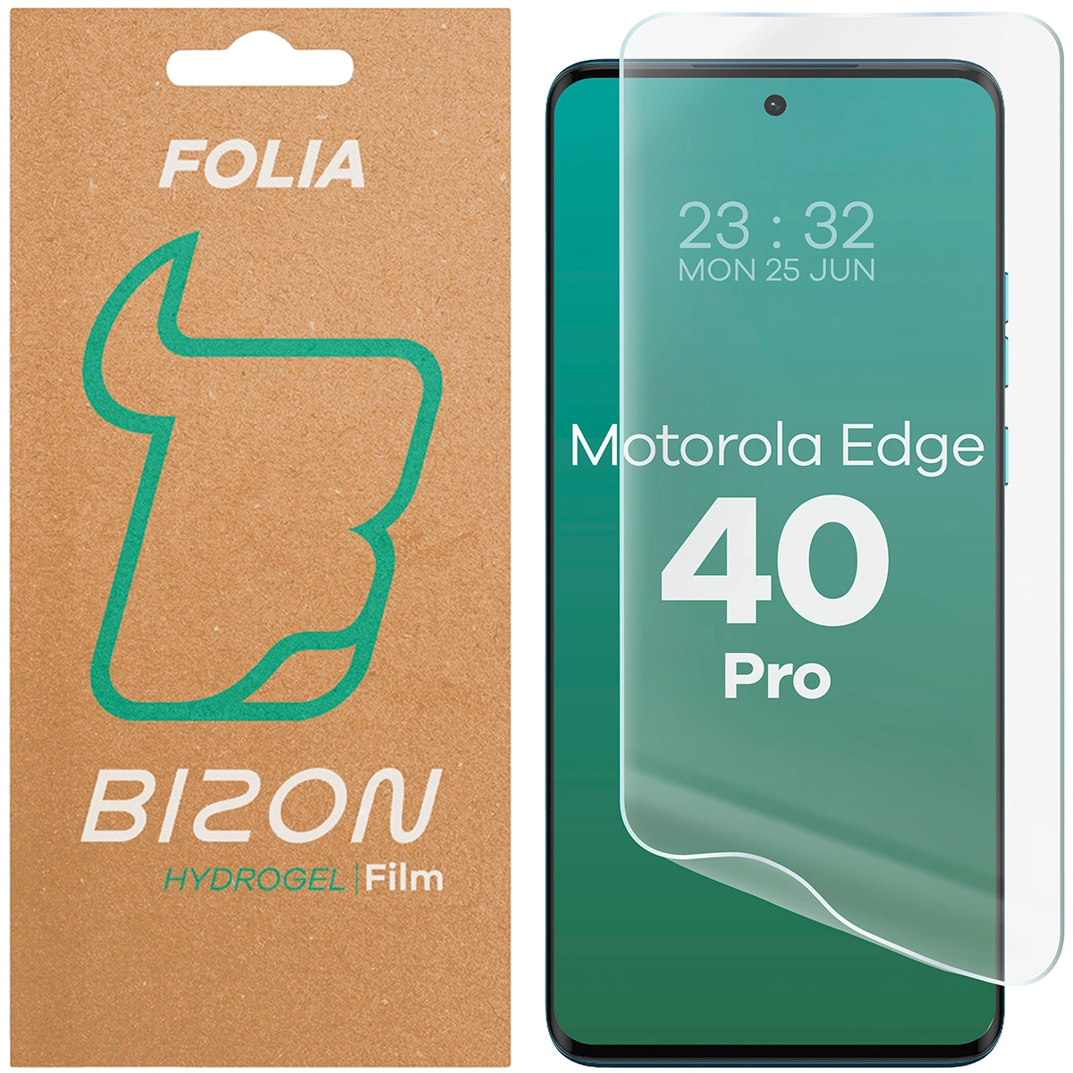 Box and hydrogel film for Bizon Glass Hydrogel Front for Motorola Edge 40 Pro