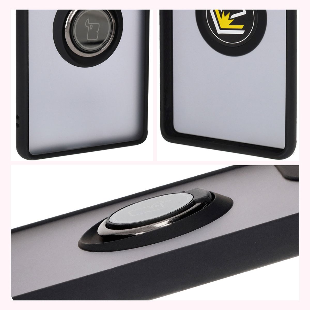 Proprietăți Bizon Case Hybrid Ring: cadru antiderapant și design mat