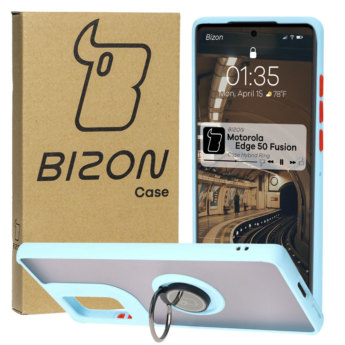 Husă cu suport pentru deget Bizon Case Hybrid Ring pentru Motorola Edge 50 Fusion