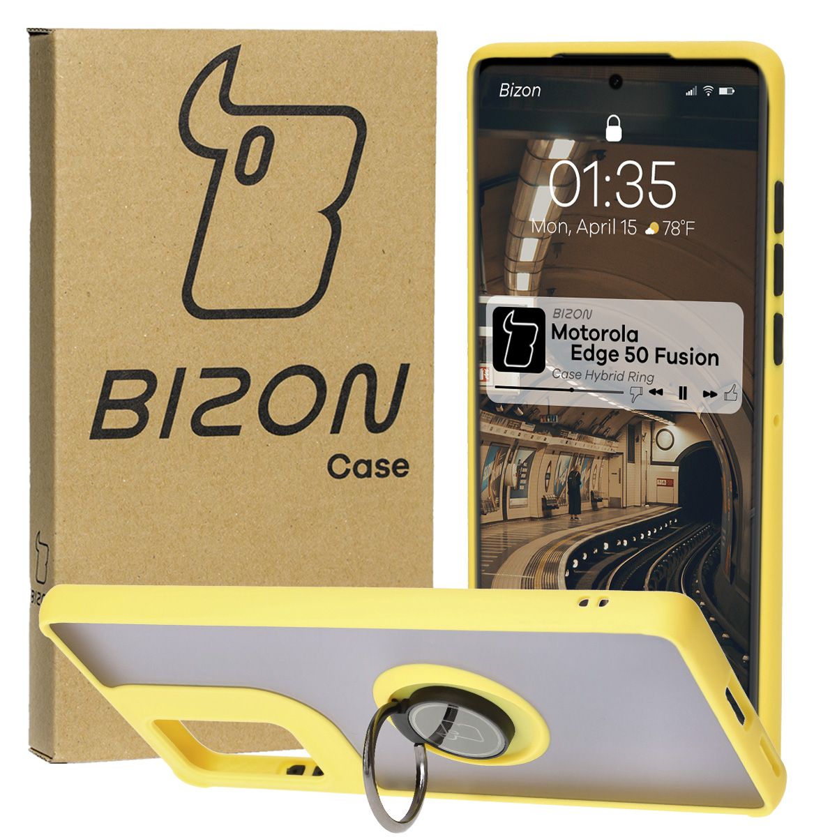 Finger Grip Case Bizon Case Hybrid Ring for Motorola Edge 50 Fusion