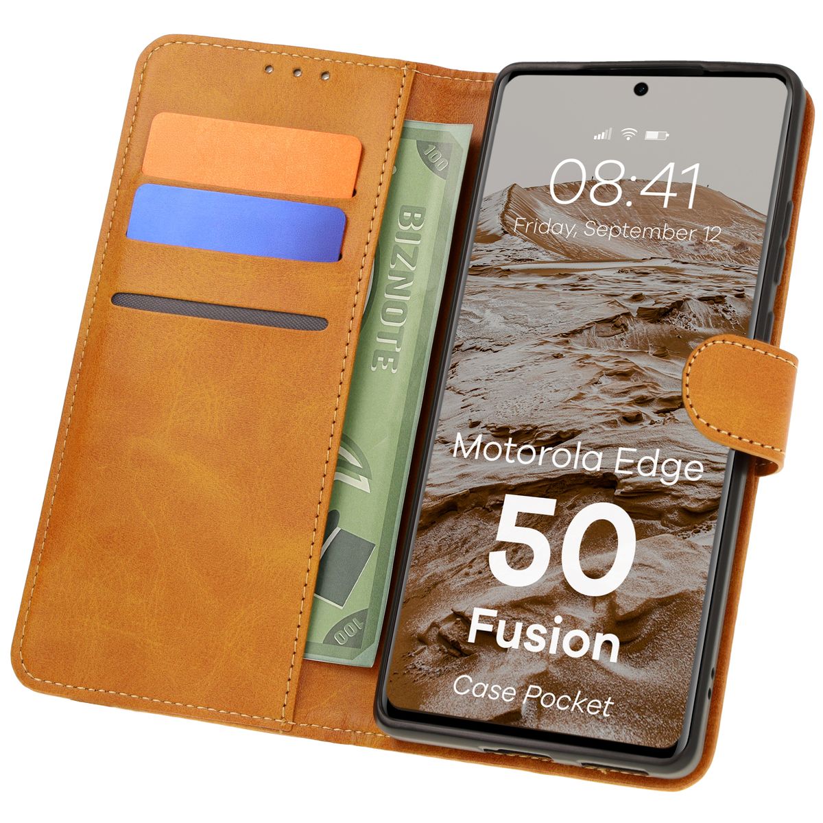 Husa cu clapetă Bizon Case Pocket pentru Motorola Edge 50 Fusion