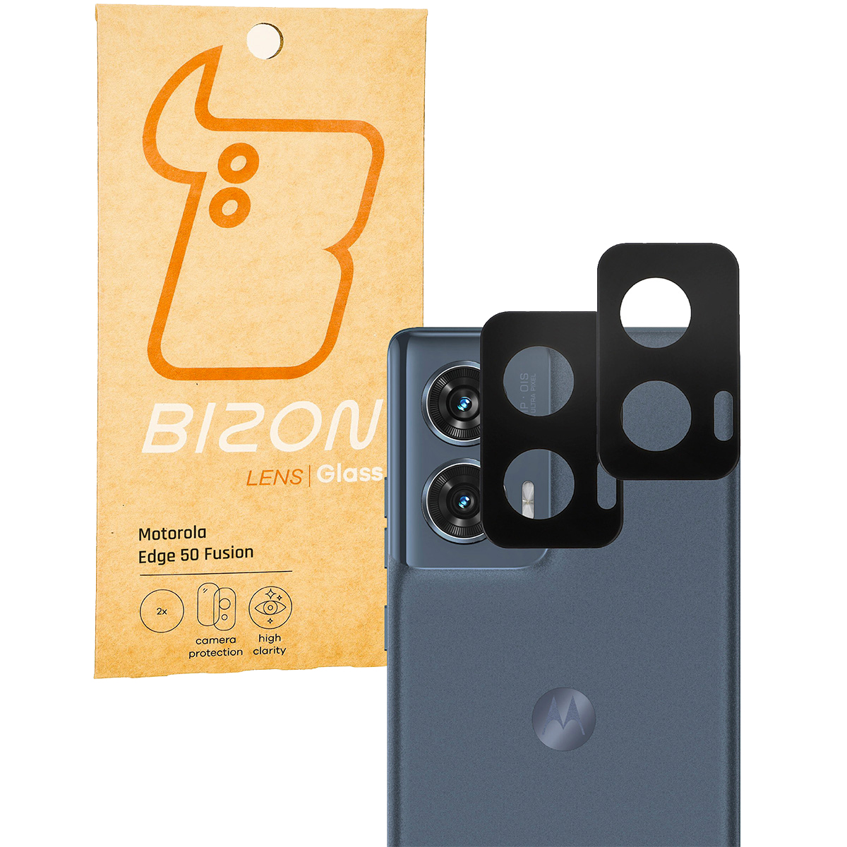 Bizon Glass Lens üveg a Motorola Edge 50 Fusion telefon fényképezőgépéhez, 2 darab