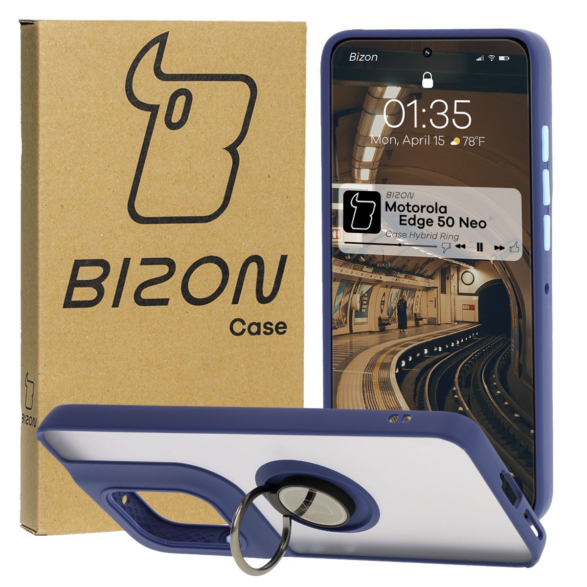 Carcasă cu suport pentru deget Bizon Case Hybrid Ring pentru Motorola Edge 50 Neo
