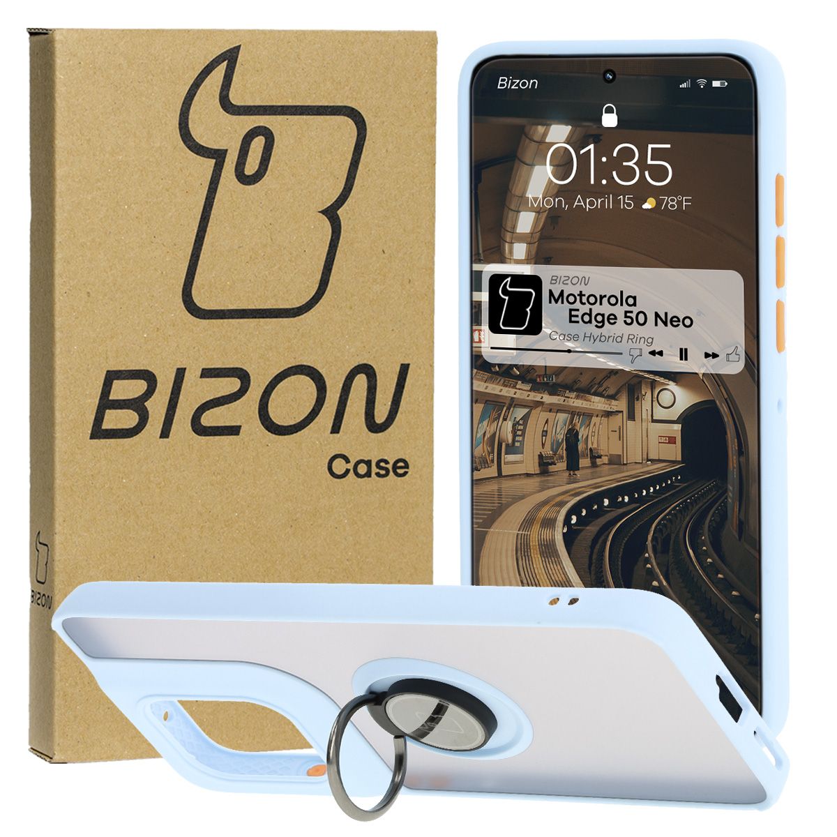Husă cu suport pentru deget Bizon Case Hybrid Ring pentru Motorola Edge 50 Neo