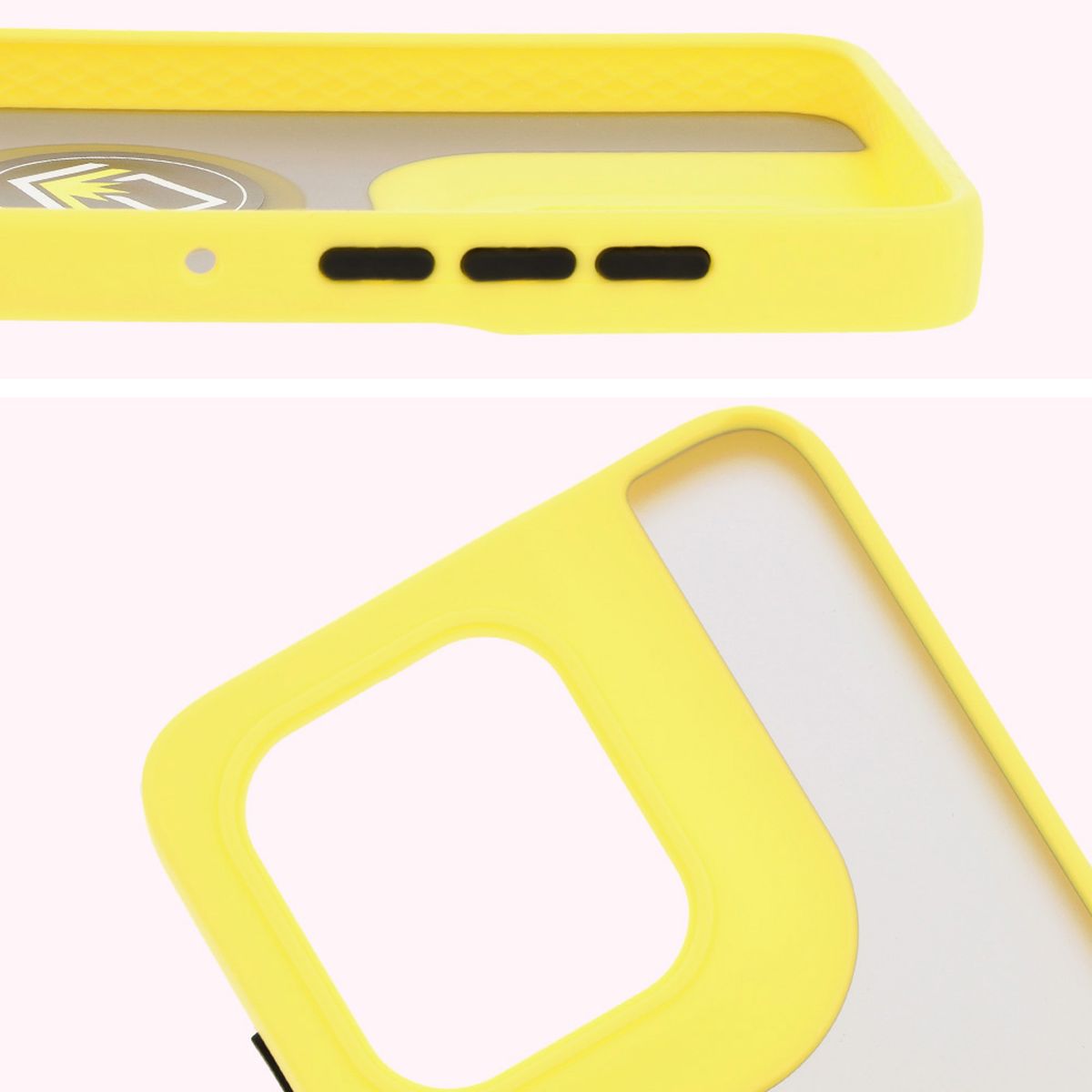 Close-up of raised edges around the display and camera island in Bizon Hybrid Ring case