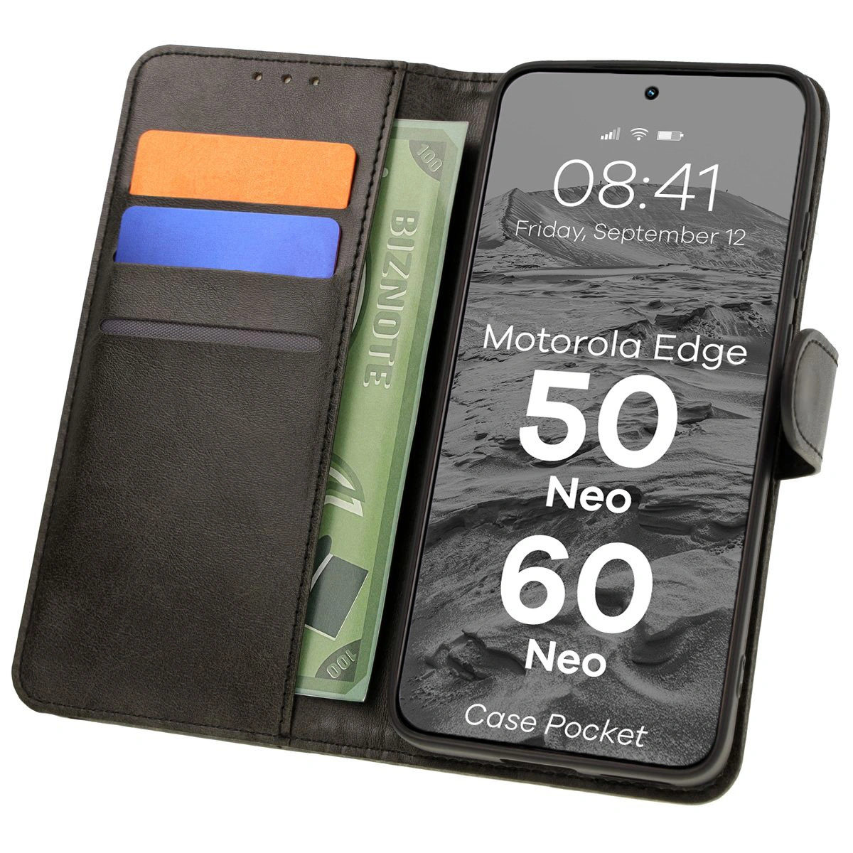 Bison Case Pocket Flip Case for Motorola Edge 50 Neo