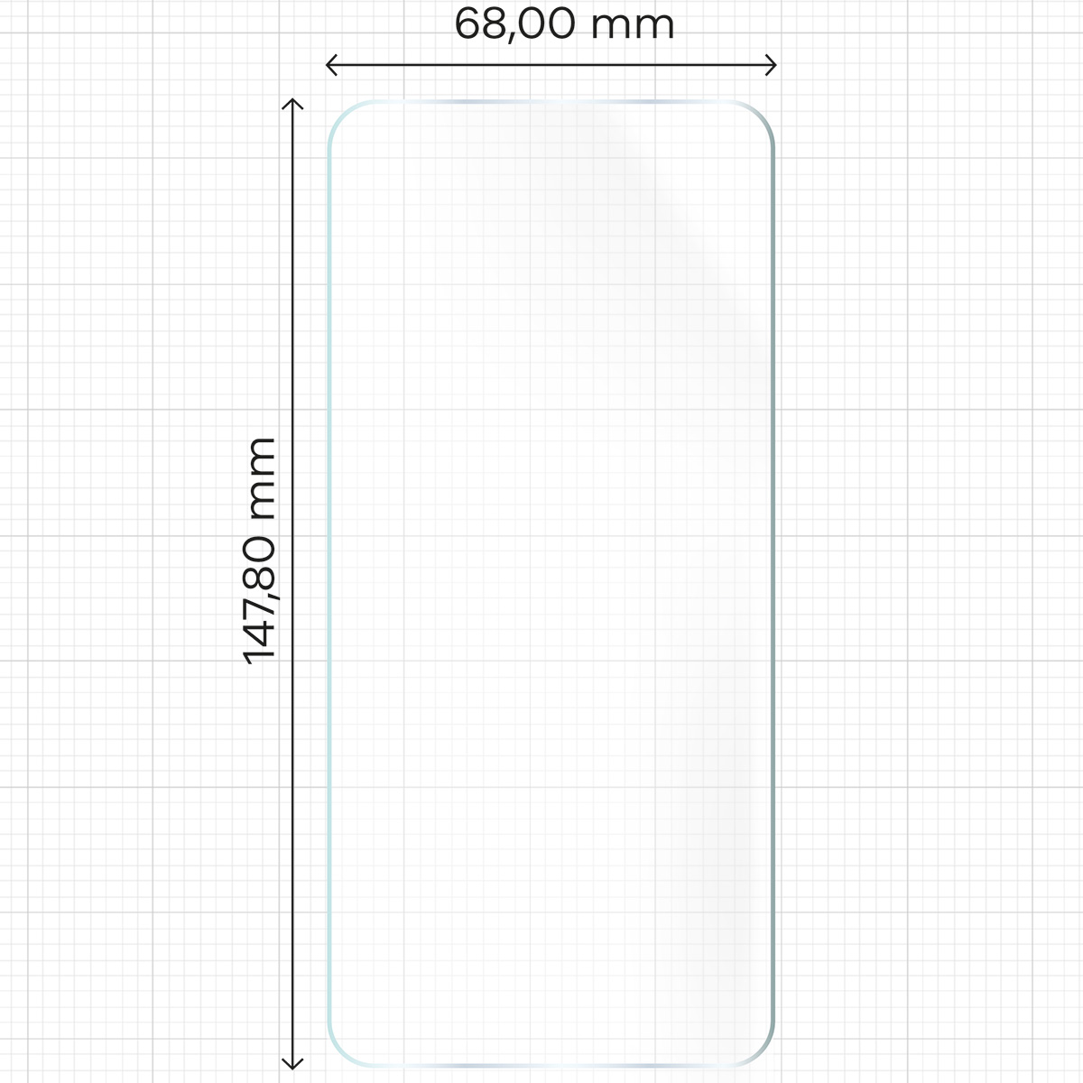 Wymiary dla folii hydrożelowej na ekran Bizon Glass Hydrogel Front