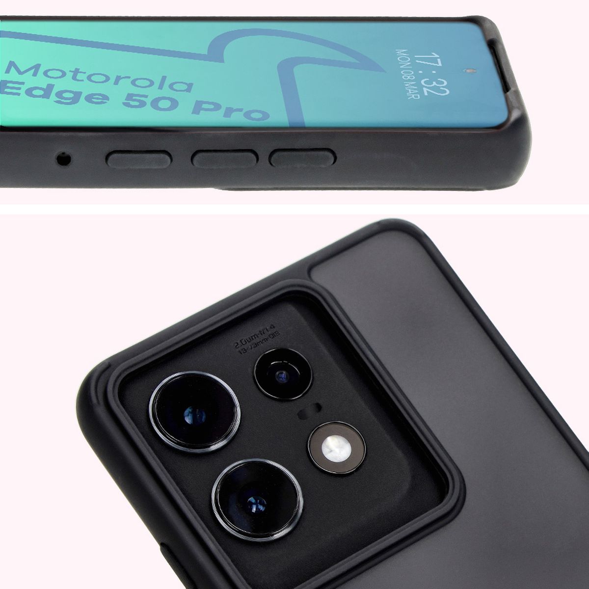 Close-up of raised edges near the display and camera island in Bizon Hybrid Ring case