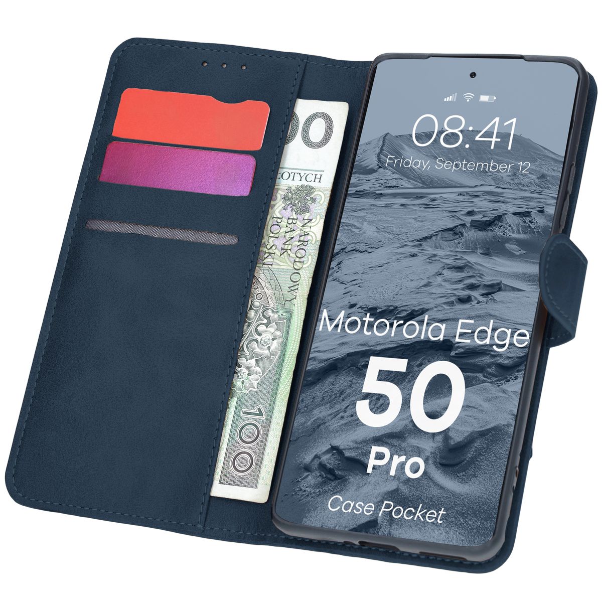 Bizon Case Pocket Flip Case für Motorola Edge 50 Pro