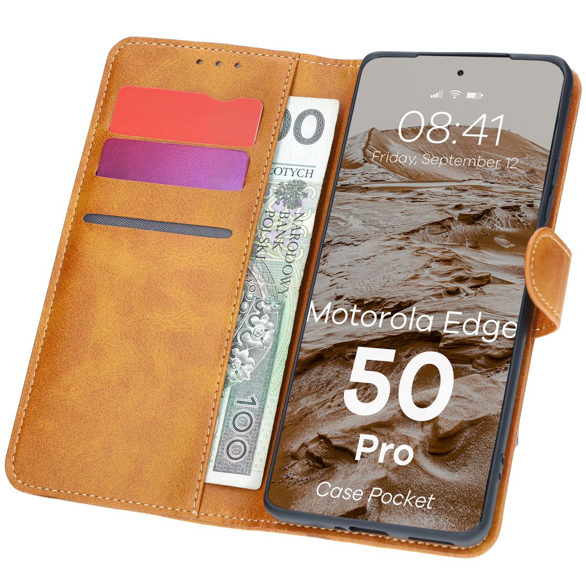 Husa cu clapă Bizon Case Pocket pentru Motorola Edge 50 Pro