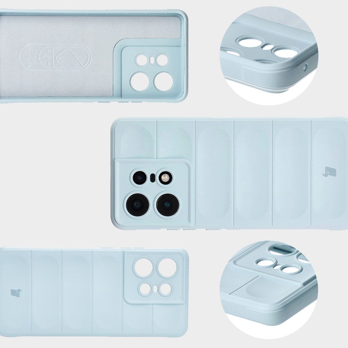 Microfiber lining, grooves on the back and reinforced corners in Bizon Case Tur