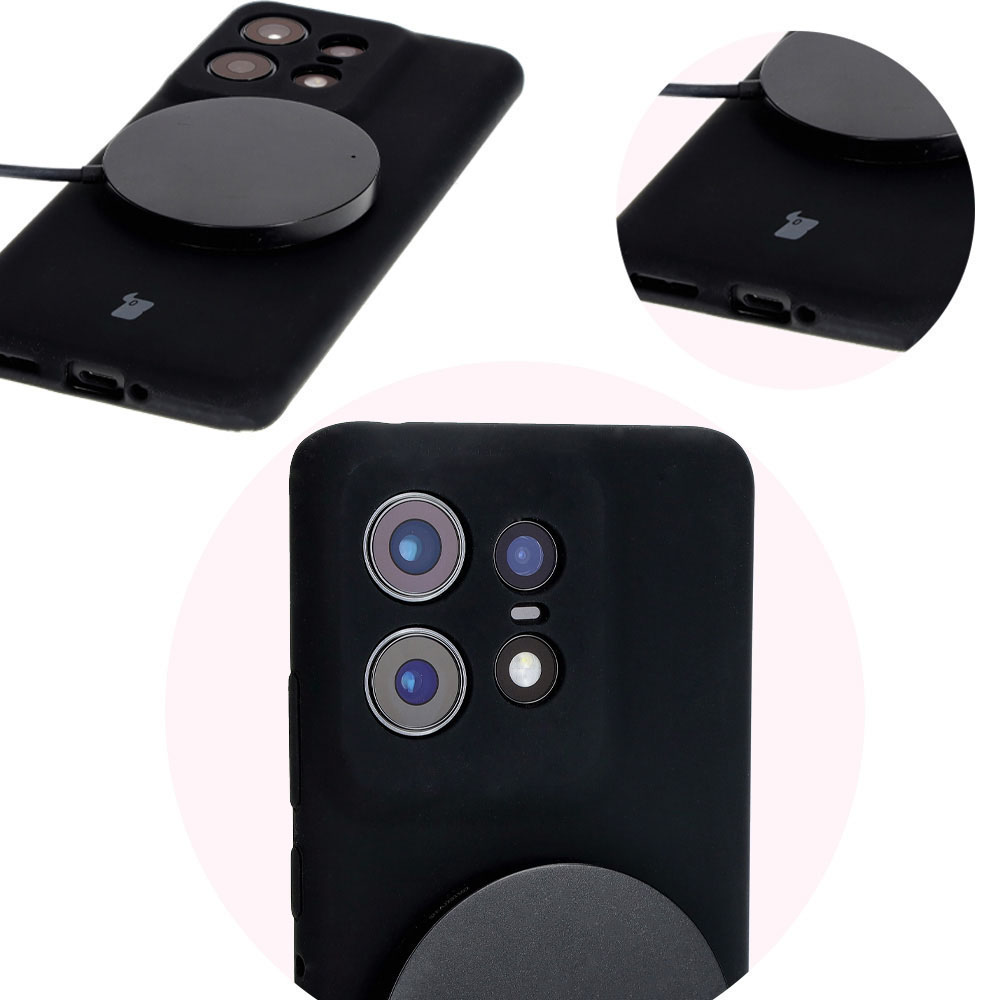 Nahaufnahme der präzisen Aussparungen und der Möglichkeit des kabellosen Ladens im Bizon Soft Case