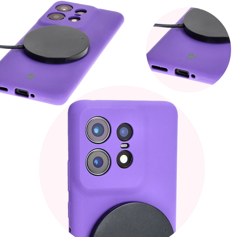 Close-up of precise cutouts and wireless charging capability in Bizon Soft Case