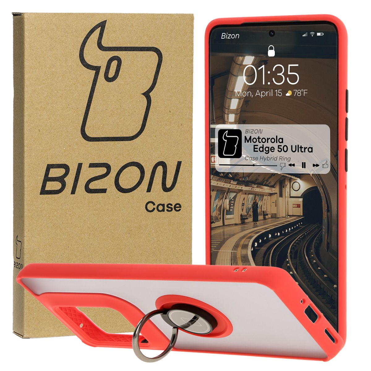 Case with Finger Holder Bizon Case Hybrid Ring for Motorola Edge 50 Ultra