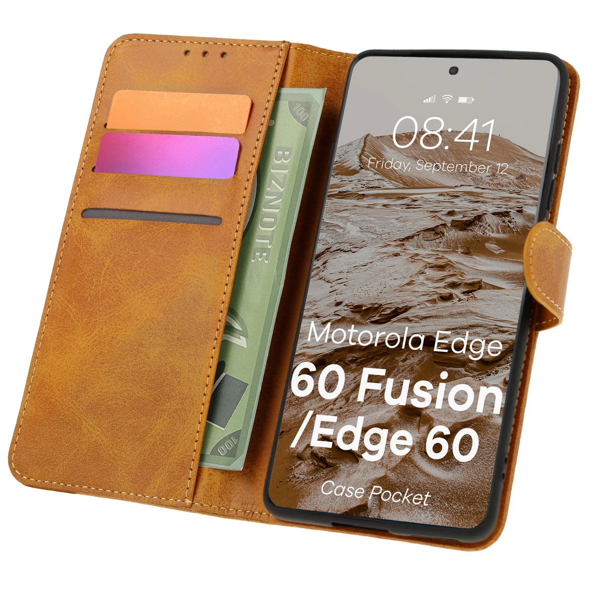 Klapphülle mit Kartenfächern Bison Case Pocket für Motorola Edge 60 Fusion / Motorola Edge 60