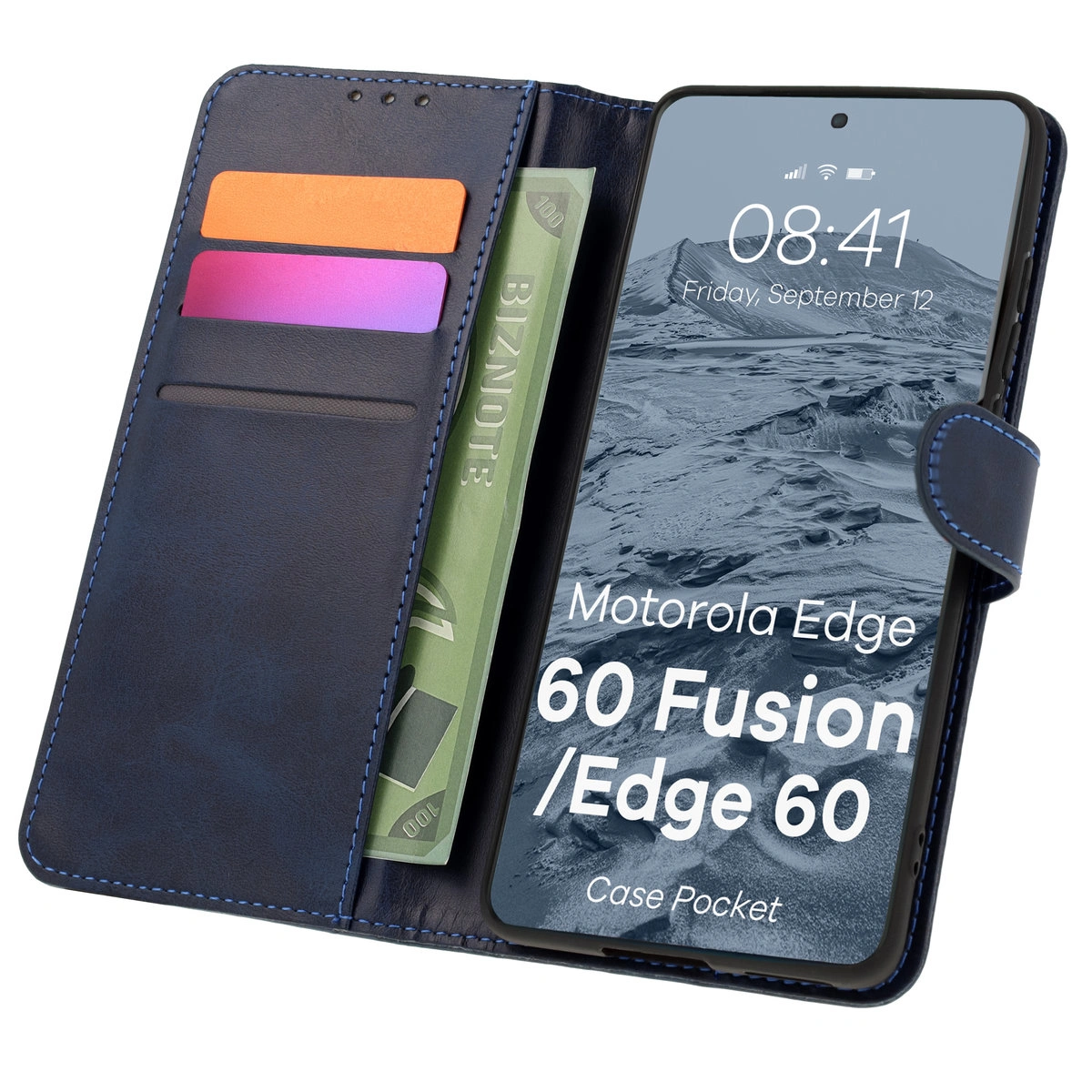 Etui cu clapetă cu loc pentru carduri Bizon Case Pocket pentru Motorola Edge 60 Fusion / Motorola Edge 60