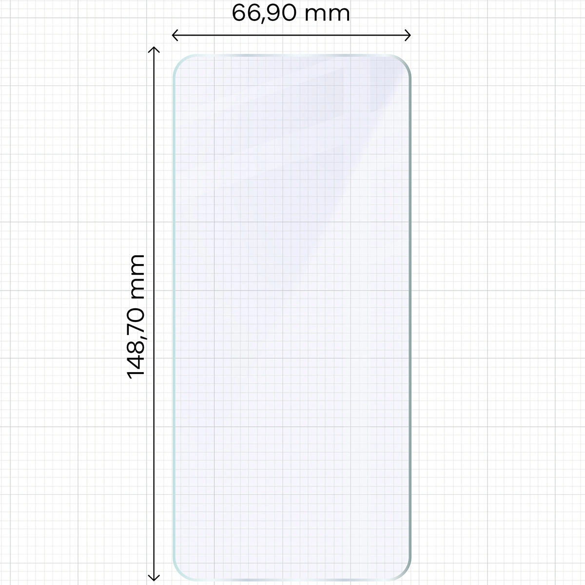 Miarka z wymiarami szkła hybrydowego Bizon Glass Mule Duo do Motorola Edge 60 Neo
