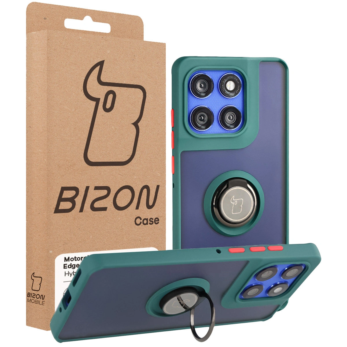 Przód pudełka Bizon Case z dedykowaną etykietą do Motorola Edge 60 Pro