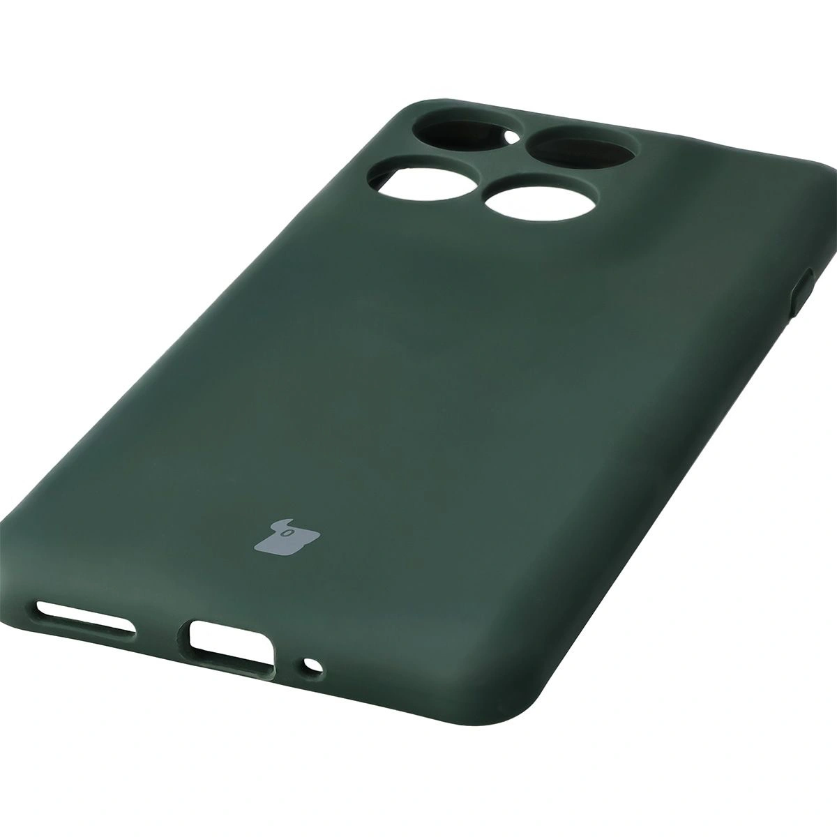 Close-up of precise cutouts and wireless charging capability in the Bison Soft Case for Motorola Edge 60 Pro