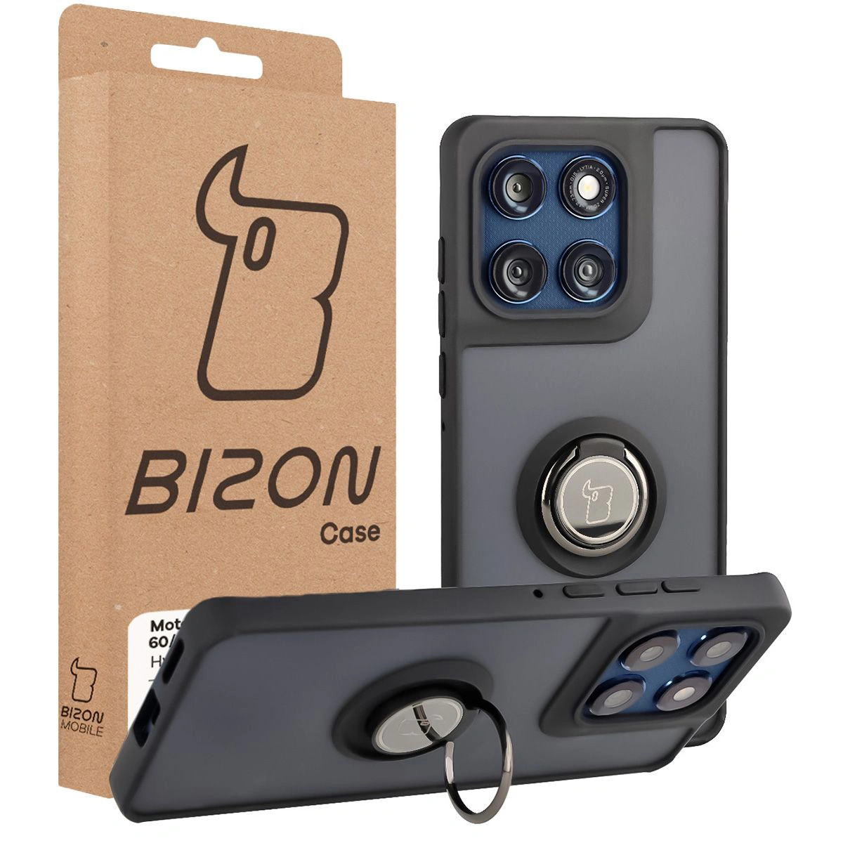 Przód pudełka Bizon Case z dedykowaną etykietą do Motorola Edge 60 Fusion / Motorola Edge 60