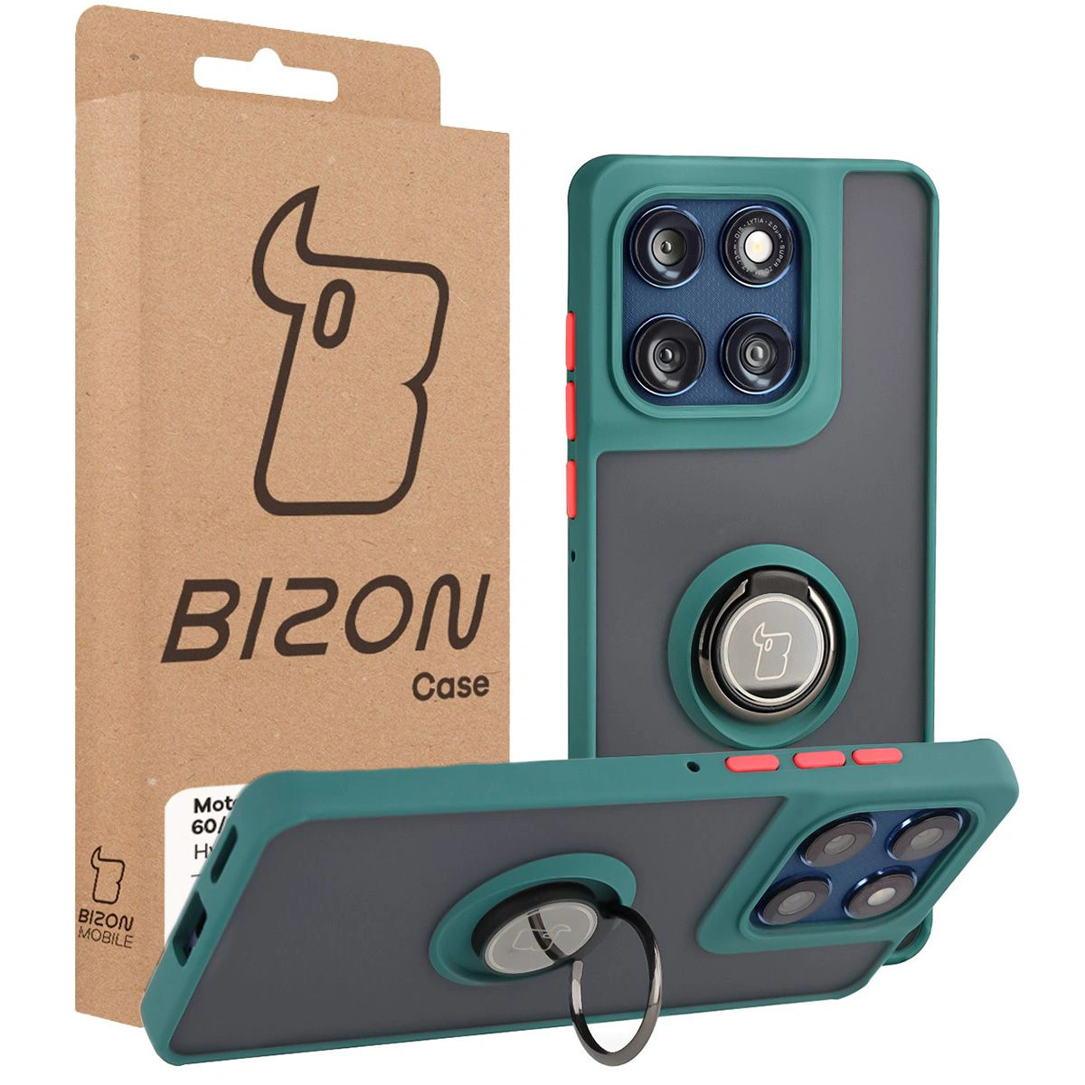 Przód pudełka Bizon Case z dedykowaną etykietą do Motorola Edge 60 Fusion / Motorola Edge 60