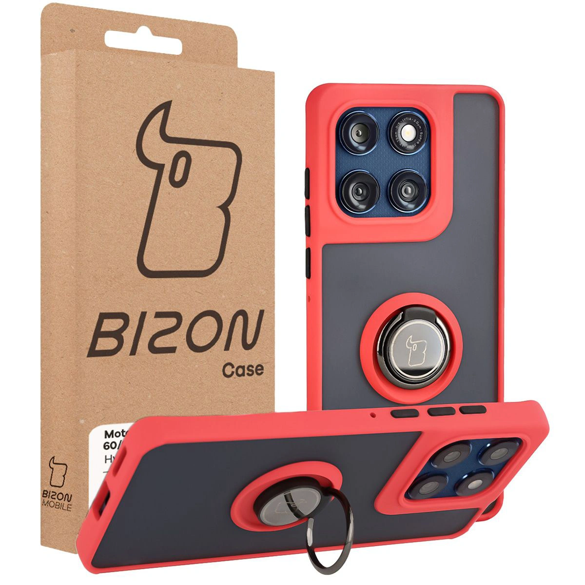 Przód pudełka Bizon Case z dedykowaną etykietą do Motorola Edge 60 Fusion / Motorola Edge 60